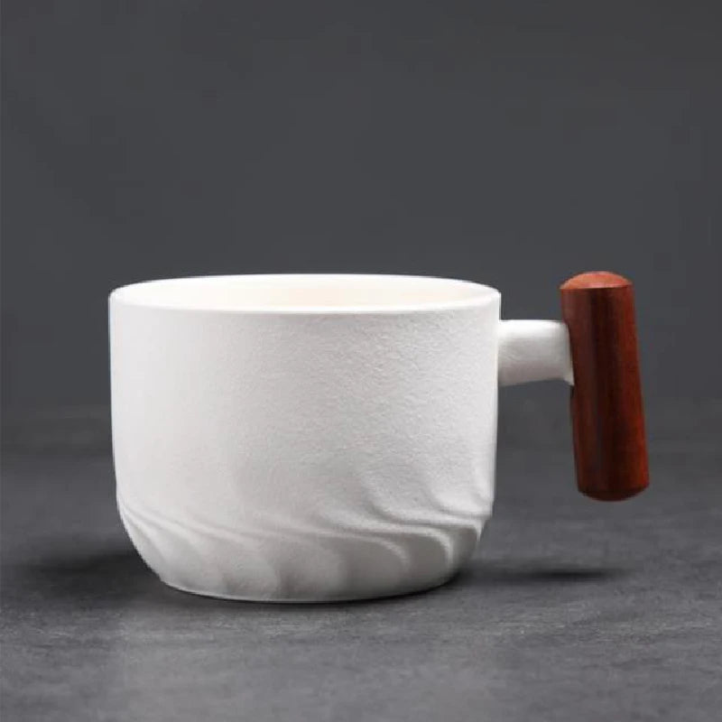 Retro Wooden Handle Ceramic Mug