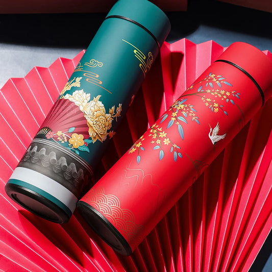 Smart LED Chinese Expressive Illustration Travel Thermos