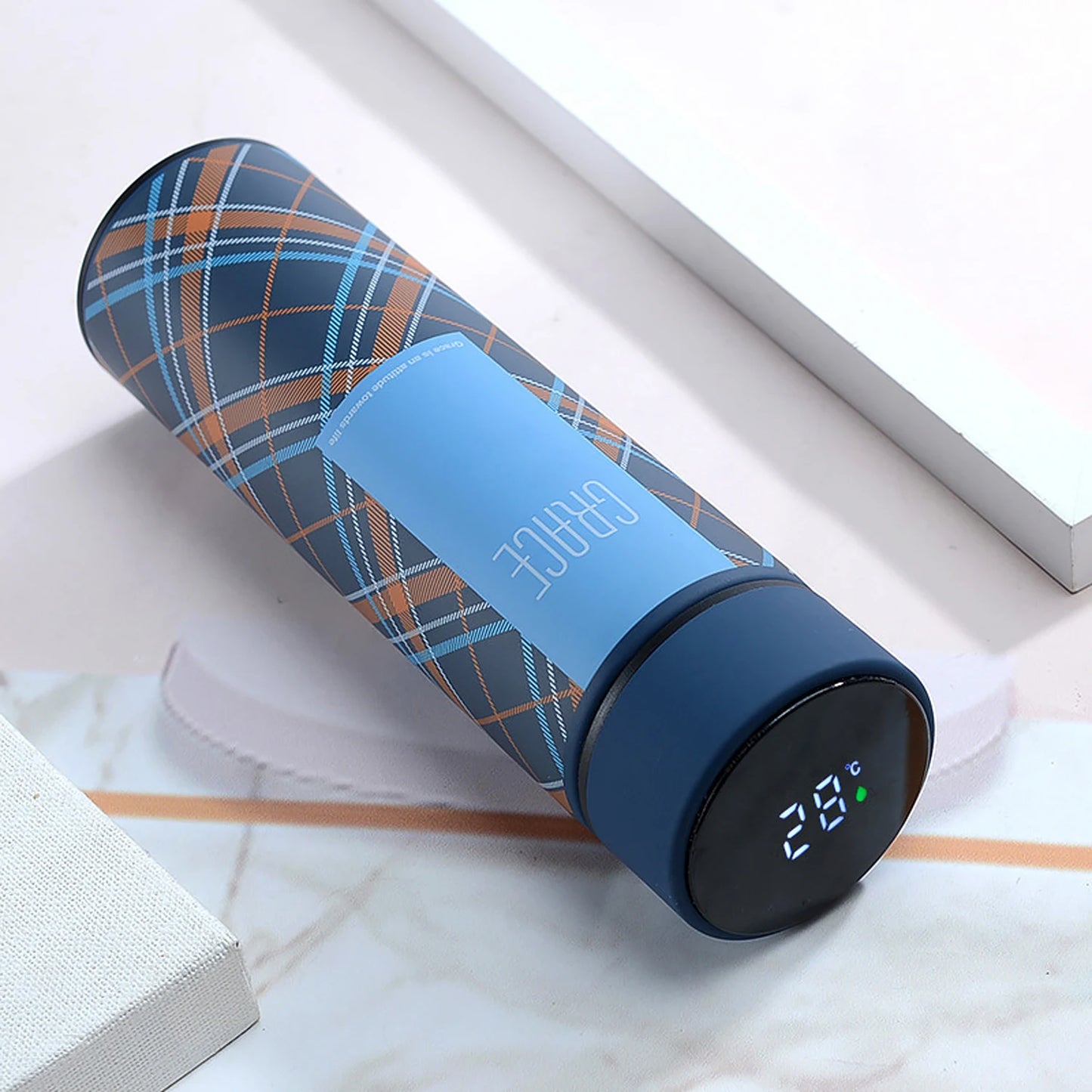 Checkered Smart Tempature Travel Thermos
