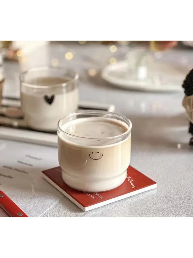 Heart Pattern Latte Glass