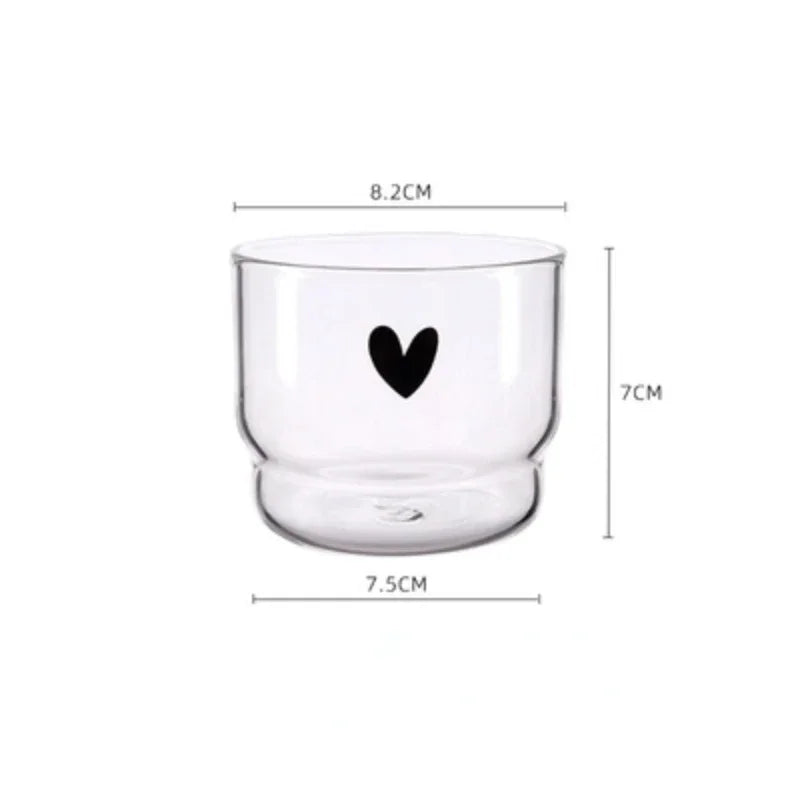 Heart Pattern Latte Glass