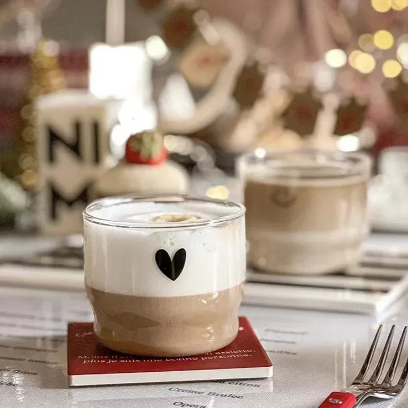 Heart Pattern Latte Glass