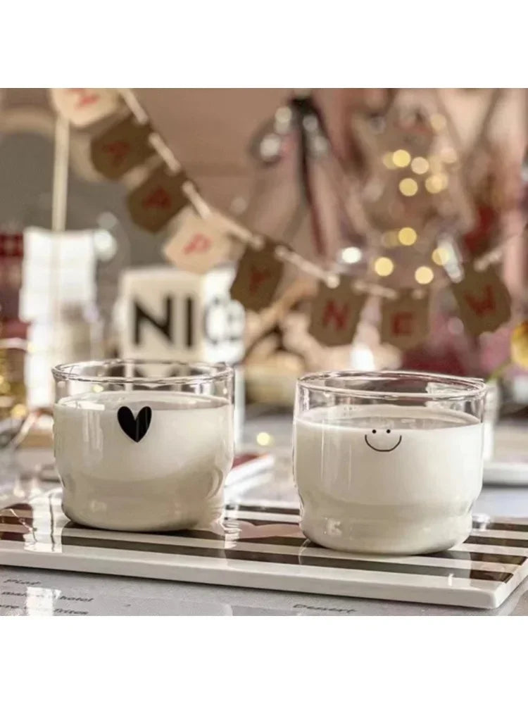 Heart Pattern Latte Glass