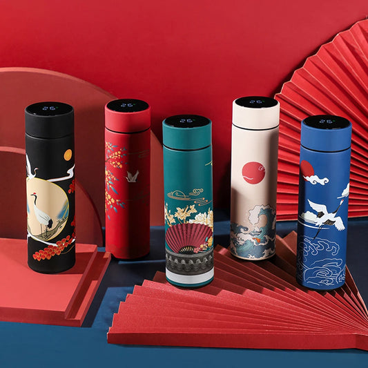Smart LED Chinese Expressive Illustration Travel Thermos