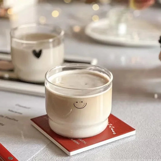 Heart Pattern Latte Glass