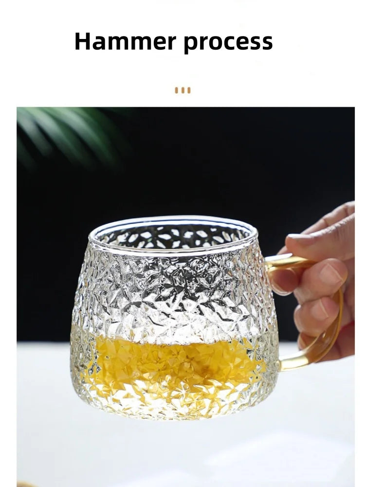Hammer Pattern Glass Coffee Cup