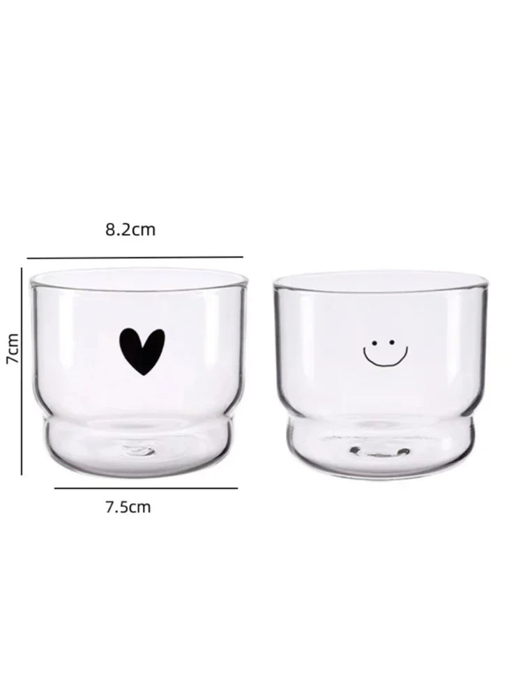 Heart Pattern Latte Glass