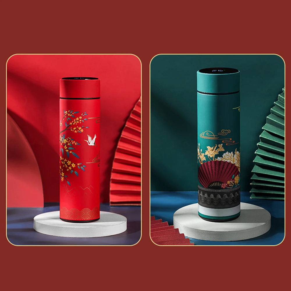 Smart LED Chinese Expressive Illustration Travel Thermos