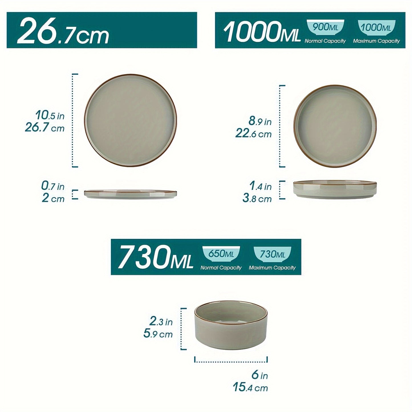 12pcs Elegant Dark Green & Matte Brown Ceramic Tableware Set
