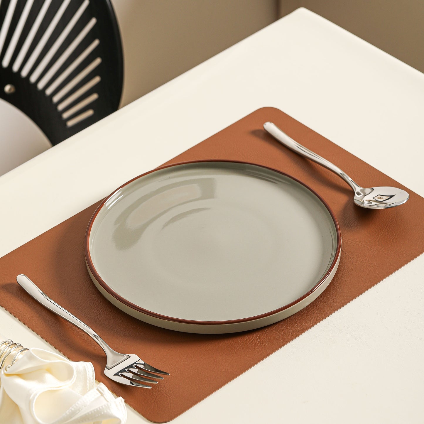 12pcs Elegant Dark Green & Matte Brown Ceramic Tableware Set