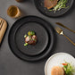 2-Pack Ceramic Dinner Plates - Matte Textured Steak Plates with Golden Rim