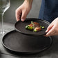 2-Pack Ceramic Dinner Plates - Matte Textured Steak Plates with Golden Rim