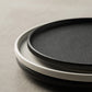 2-Pack Ceramic Dinner Plates - Matte Textured Steak Plates with Golden Rim