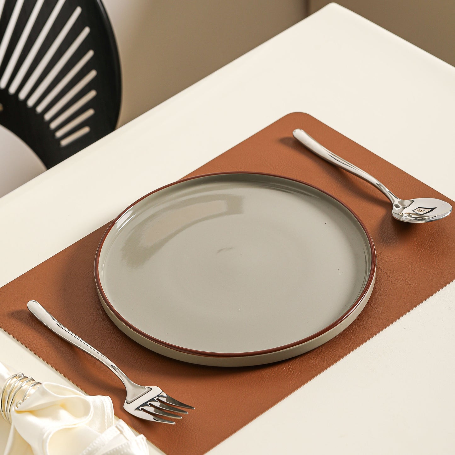 12pcs Elegant Dark Green & Matte Brown Ceramic Tableware Set