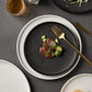 2-Pack Ceramic Dinner Plates - Matte Textured Steak Plates with Golden Rim