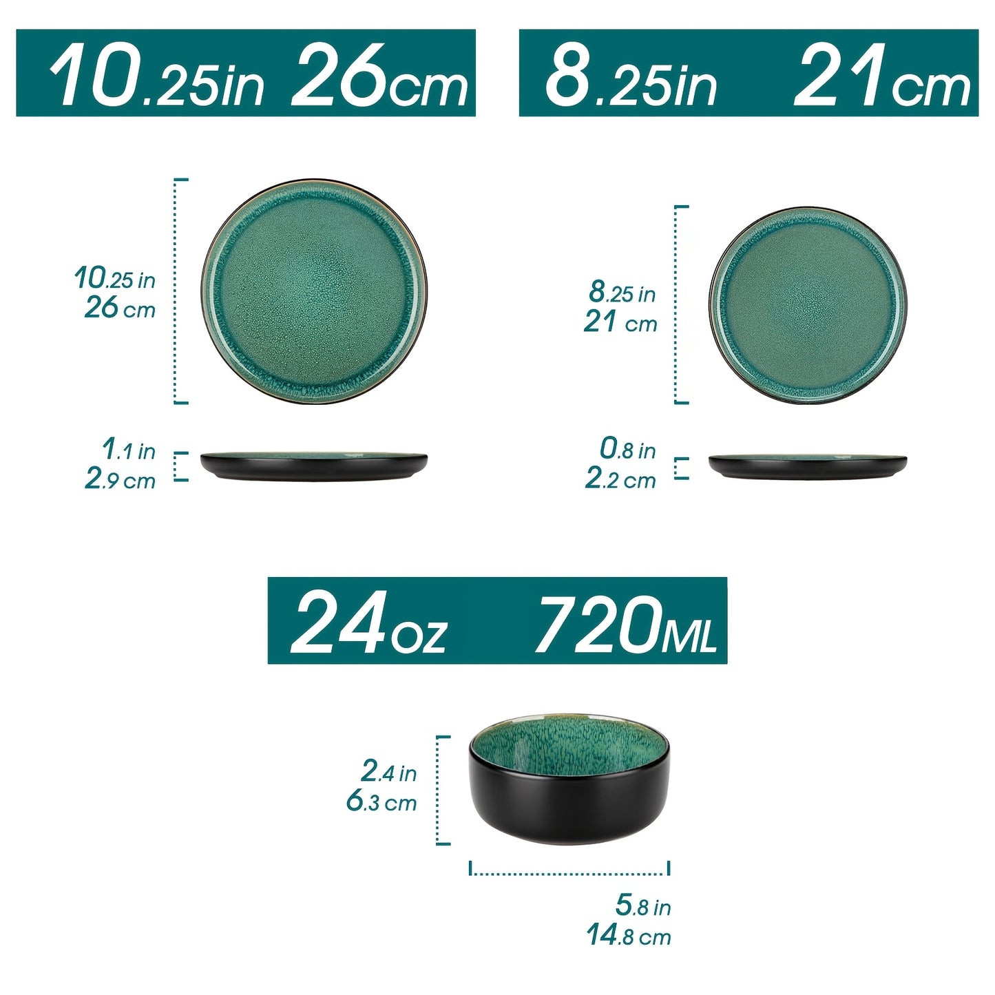 18pcs Dinner Set, Stone Glaze Ceramic Plates in Blue