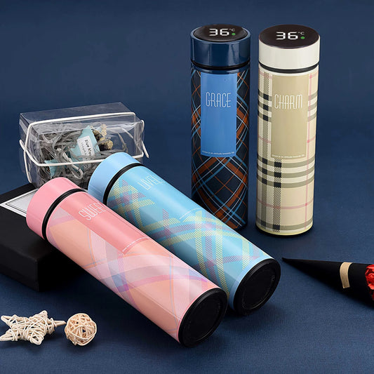 Checkered Smart Tempature Travel Thermos