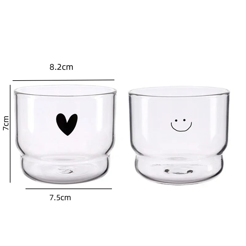 Heart Pattern Latte Glass