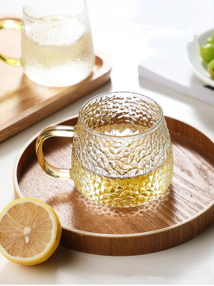 Hammer Pattern Glass Coffee Cup