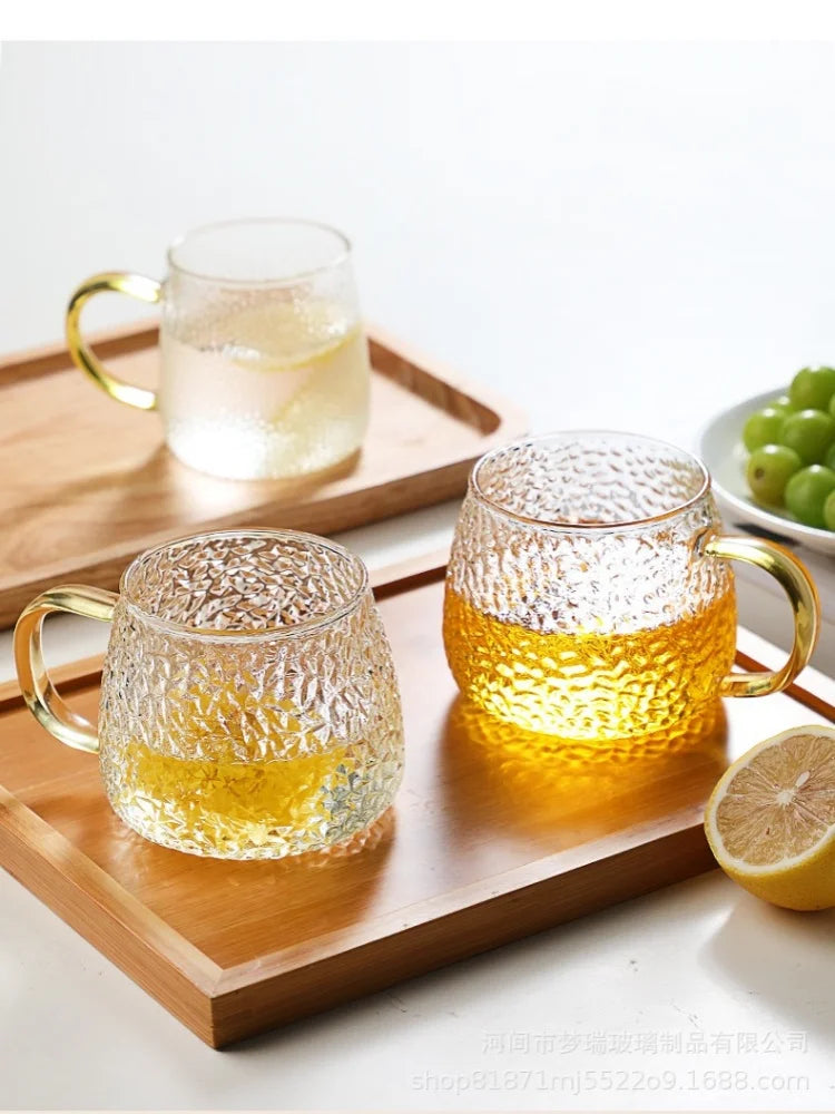 Hammer Pattern Glass Coffee Cup