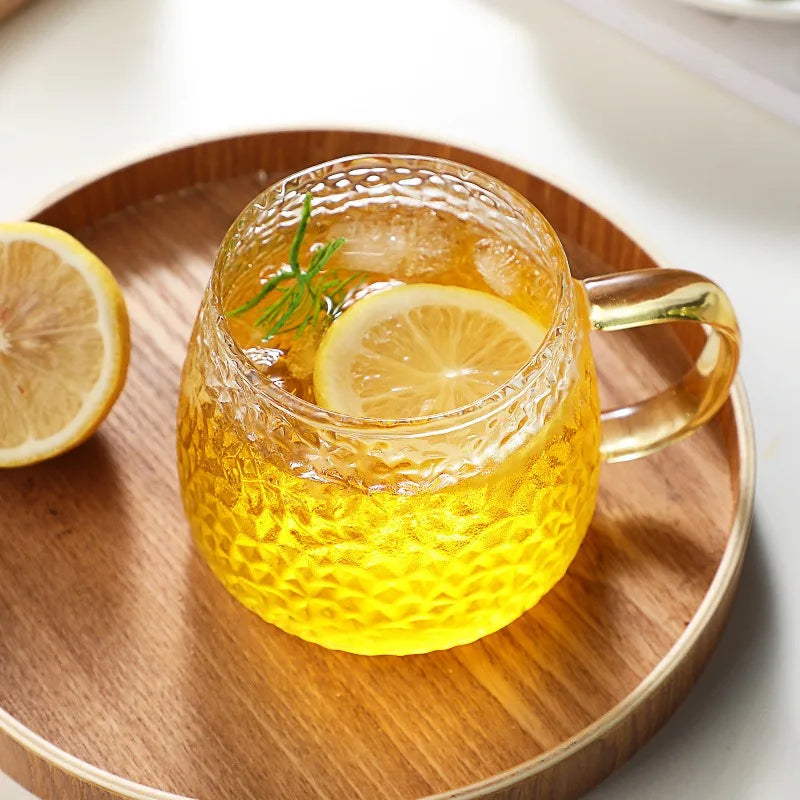 Hammer Pattern Glass Coffee Cup