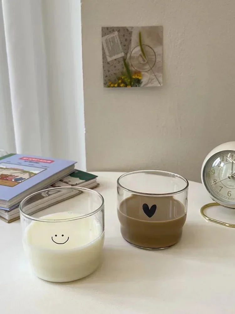 Heart Pattern Latte Glass