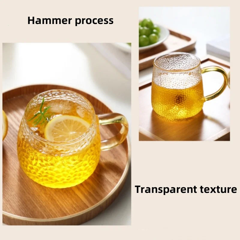 Hammer Pattern Glass Coffee Cup