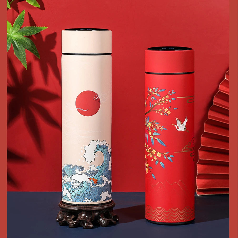 Smart LED Chinese Expressive Illustration Travel Thermos