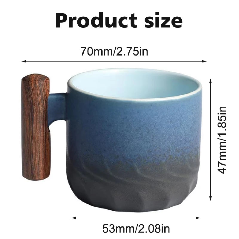Retro Wooden Handle Ceramic Mug