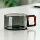 Wooden Handle Glass Coffee Mug