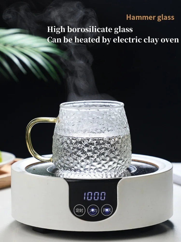 Hammer Pattern Glass Coffee Cup