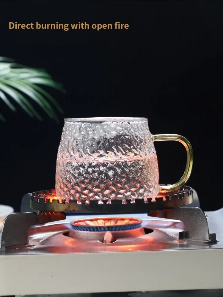 Hammer Pattern Glass Coffee Cup