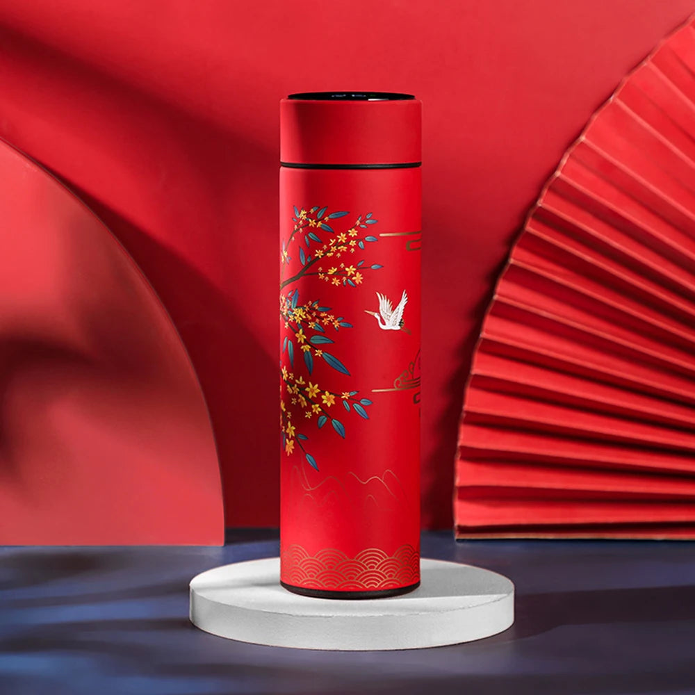 Smart LED Chinese Expressive Illustration Travel Thermos
