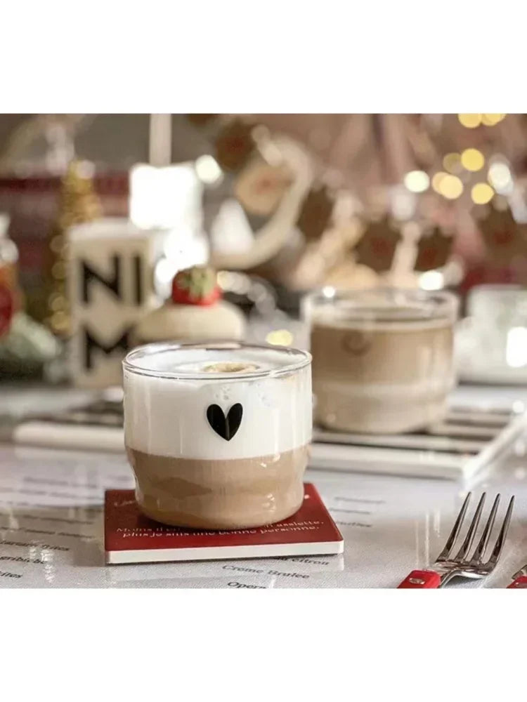 Heart Pattern Latte Glass
