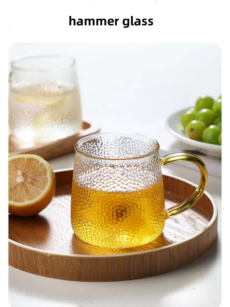 Hammer Pattern Glass Coffee Cup