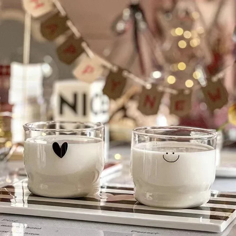 Heart Pattern Latte Glass