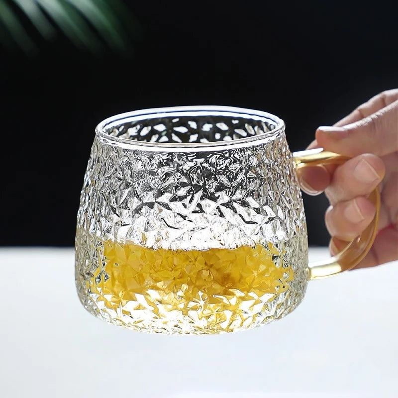 Hammer Pattern Glass Coffee Cup