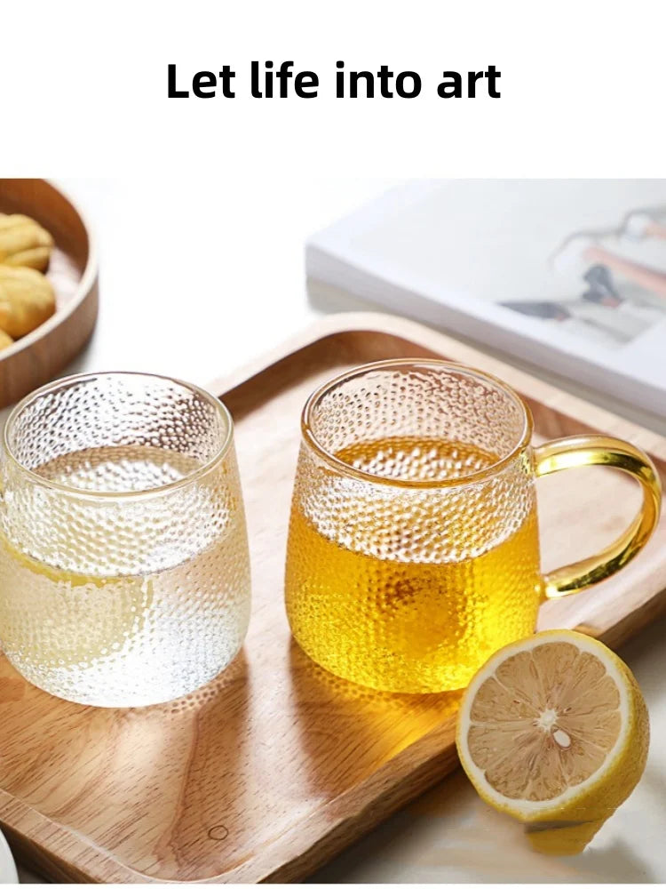 Hammer Pattern Glass Coffee Cup