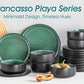 18pcs Dinner Set, Stone Glaze Ceramic Plates in Blue