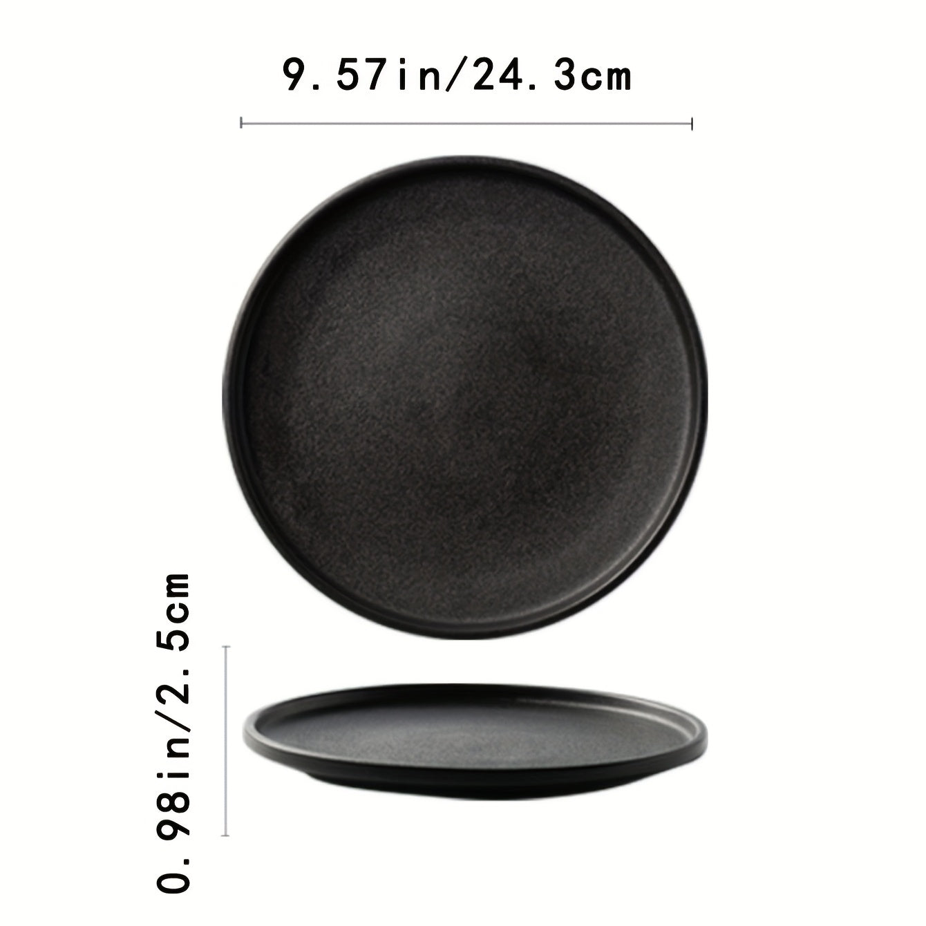 2-Pack Ceramic Dinner Plates - Matte Textured Steak Plates with Golden Rim