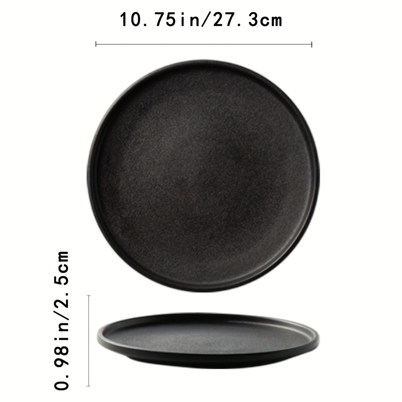 2-Pack Ceramic Dinner Plates - Matte Textured Steak Plates with Golden Rim